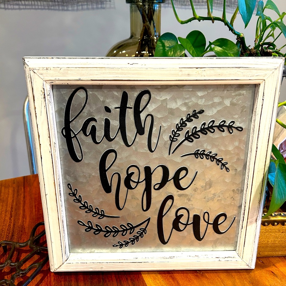 Embossed metal farmhouse sign